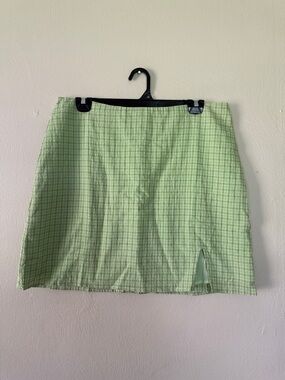 Women’s Light Green Plaid Mini Skirt